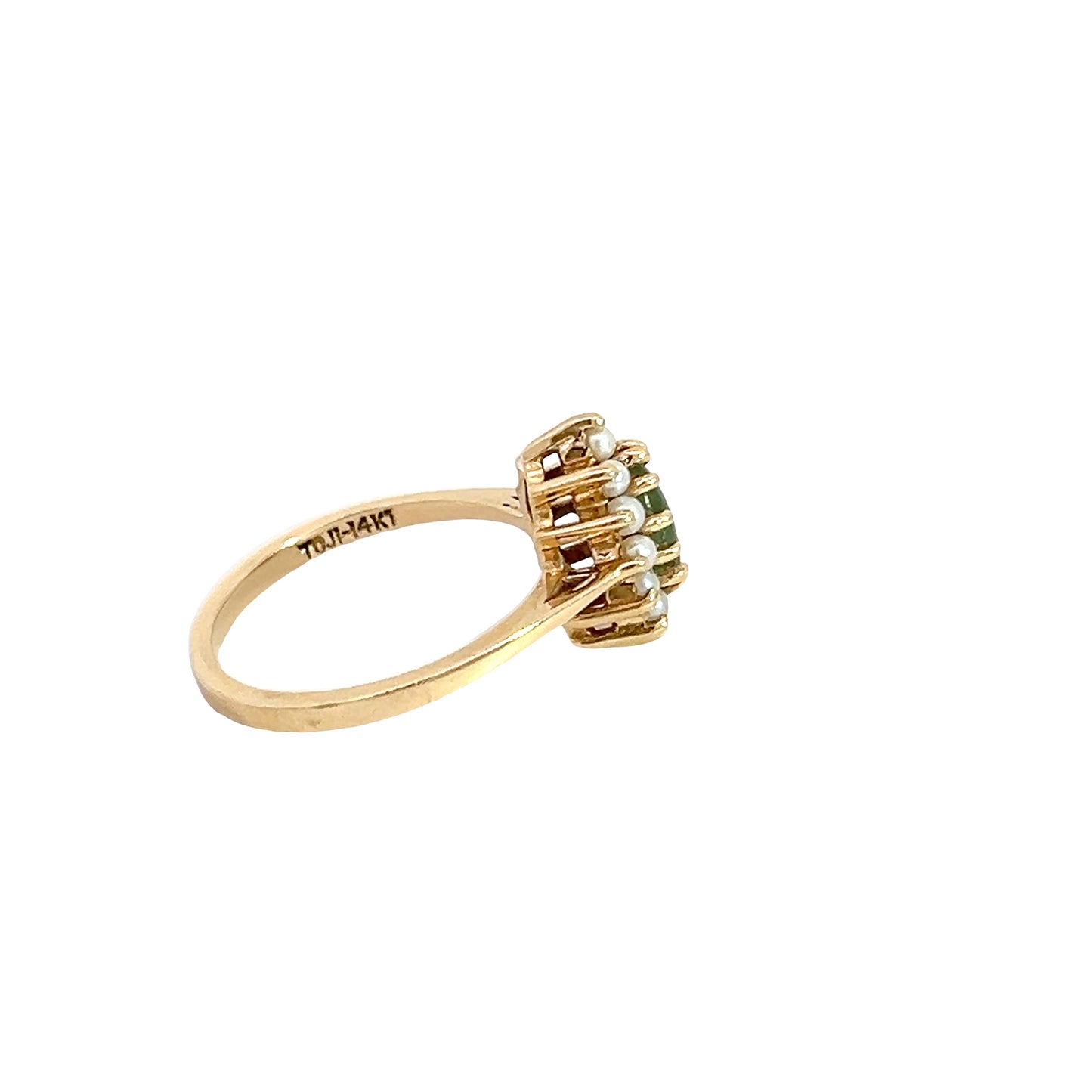 14K Jade & Pearl Ring