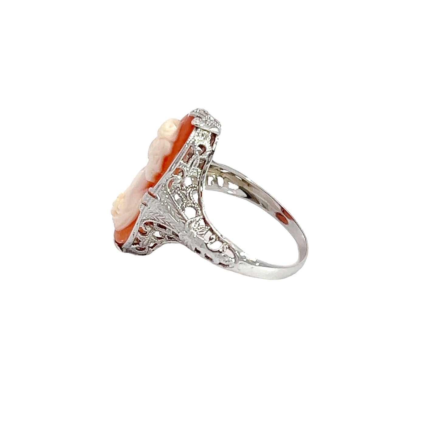 Vintage 14K White Gold Cameo Ring