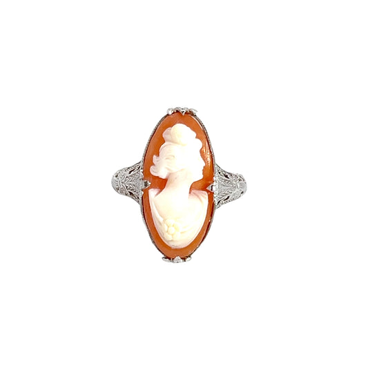 Vintage 14K White Gold Cameo Ring