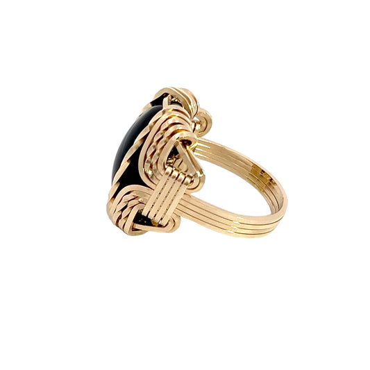 Handcrafted Yellow Gold Black Onyx Ring