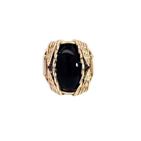 Handcrafted Yellow Gold Black Onyx Ring