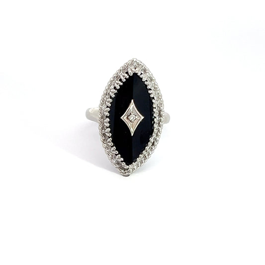 White Gold Onyx Ring
