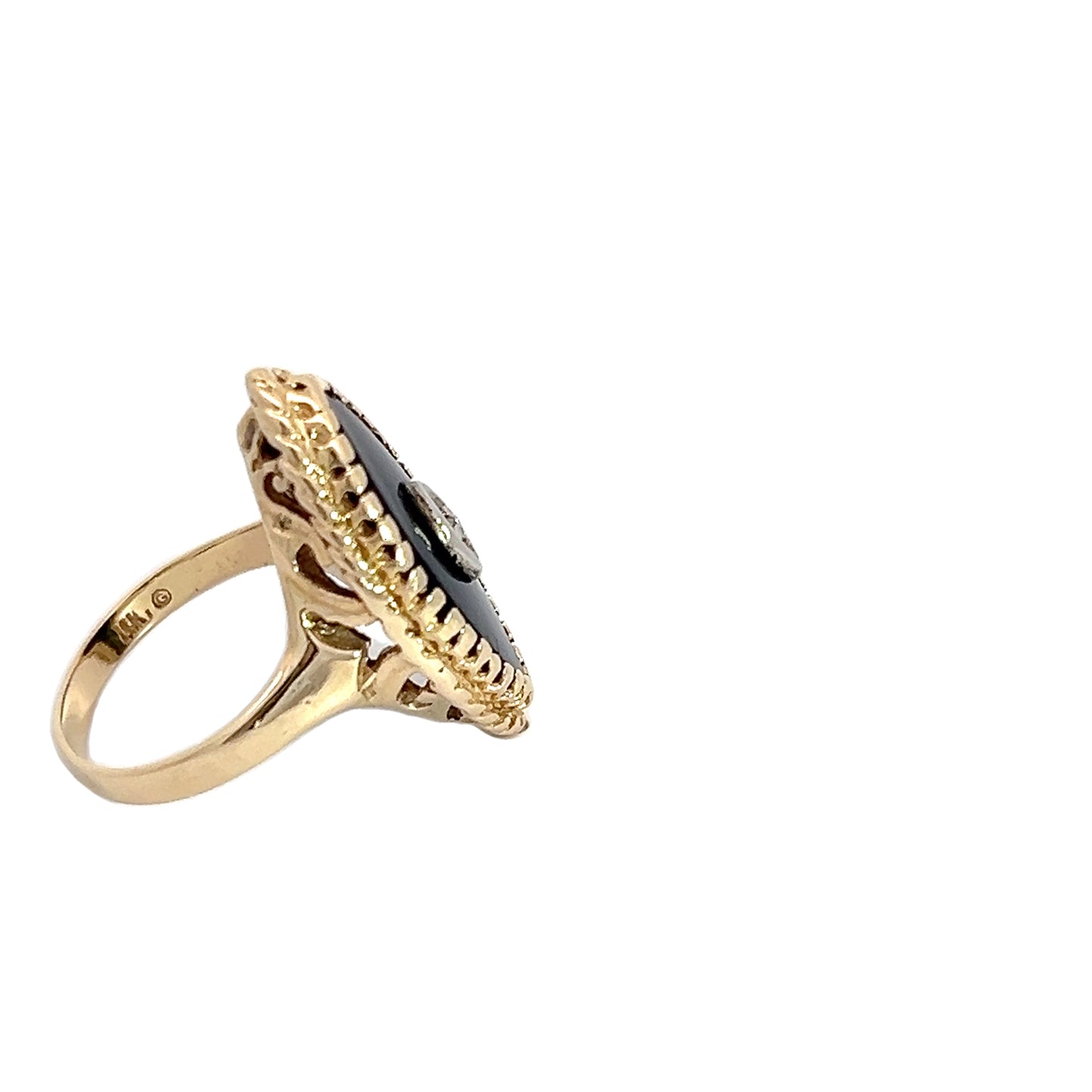 14K Yellow Onyx Ring with Diamond