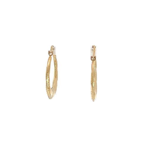 14K Yellow Gold Texture Hoops