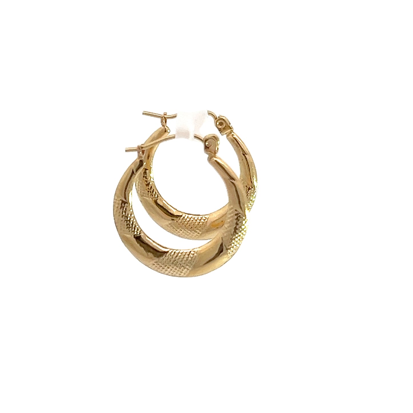 14K Yellow Gold Texture Hoops