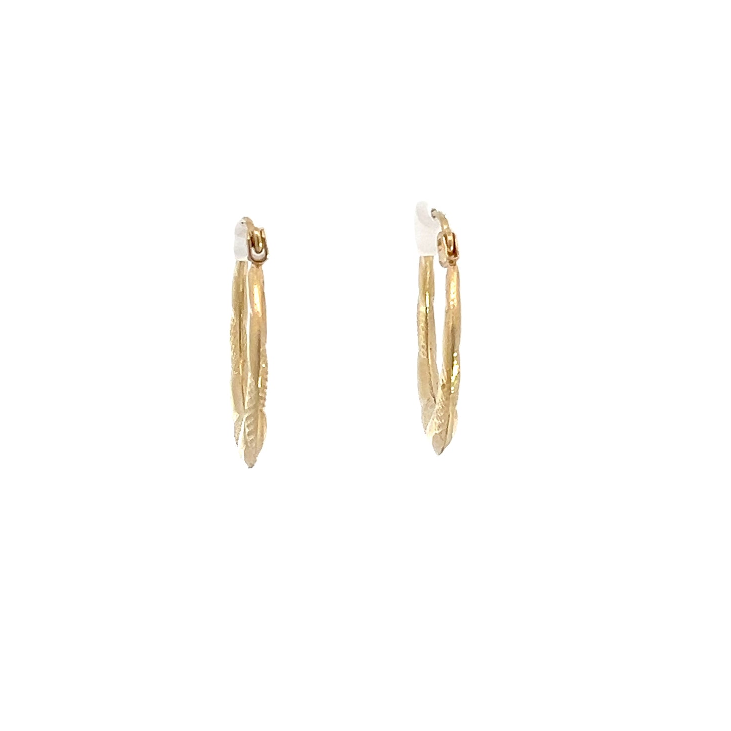 14K Yellow Gold Texture Hoops