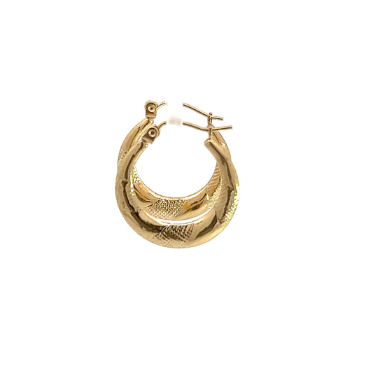 14K Yellow Gold Texture Hoops