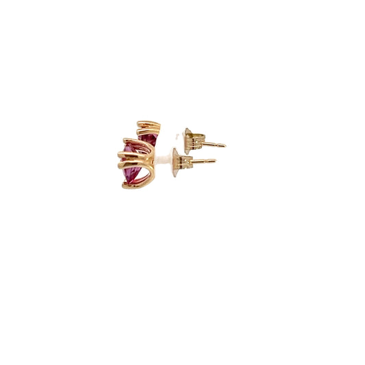 14K Yellow Gold Amethyst Stud Earrings
