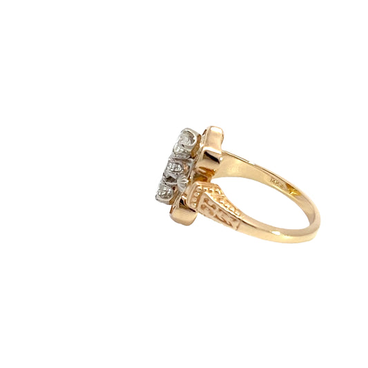 14K 3 Stone 0.62CTW Diamond Ring