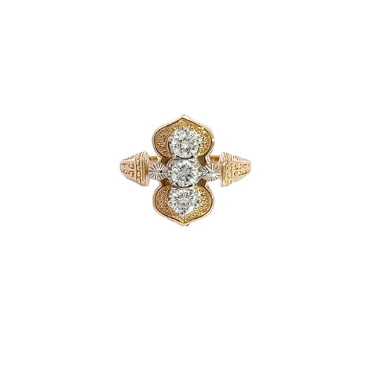 14K 3 Stone 0.62CTW Diamond Ring