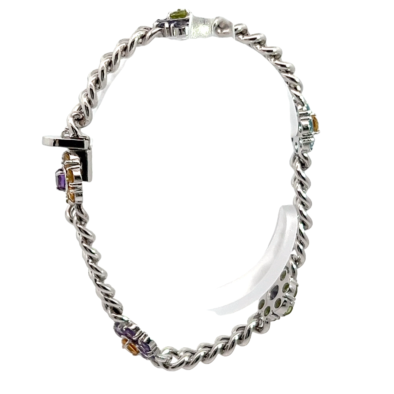 14K White Gold Gemstone Bracelet