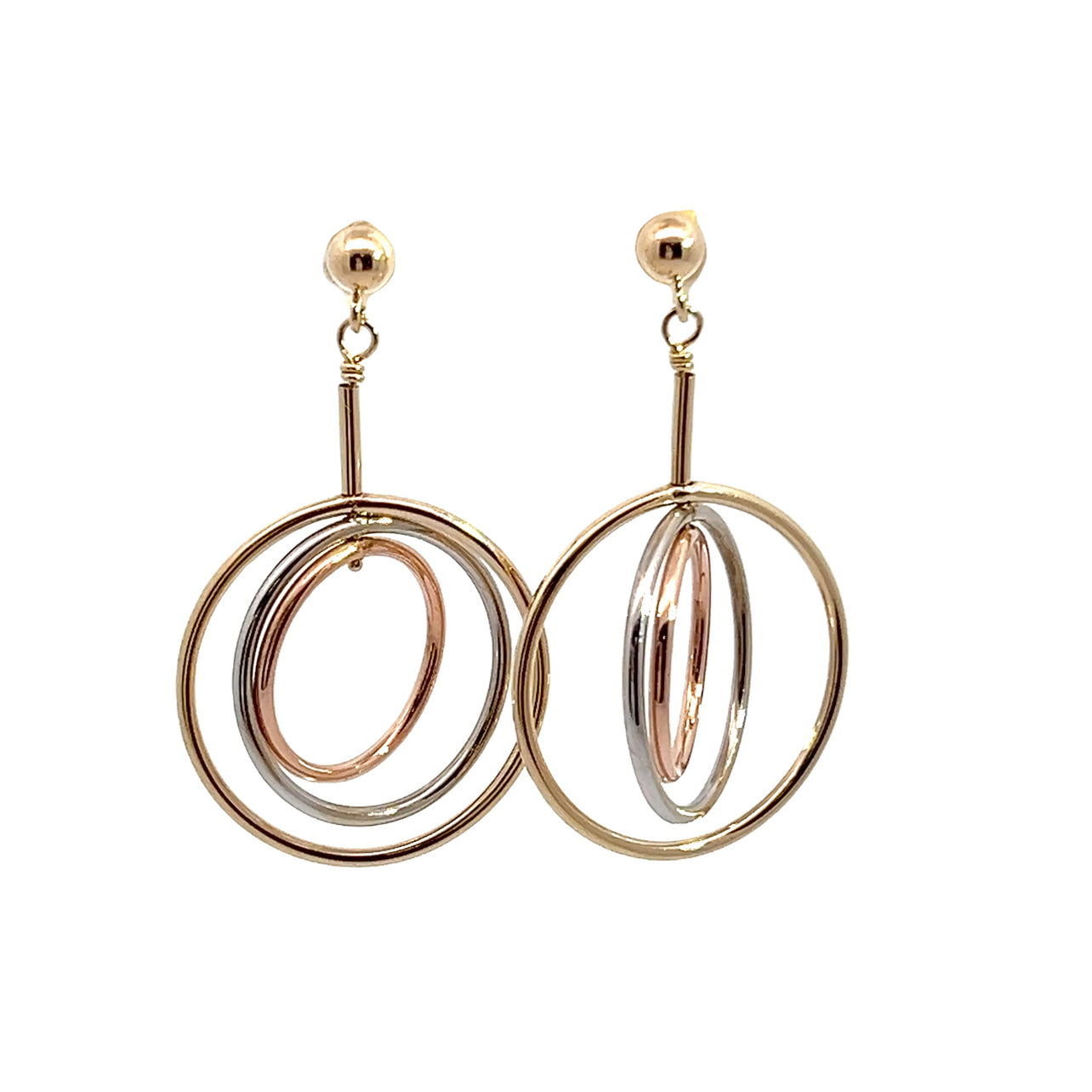 Tricolor Multi-hoop Drop Earrings