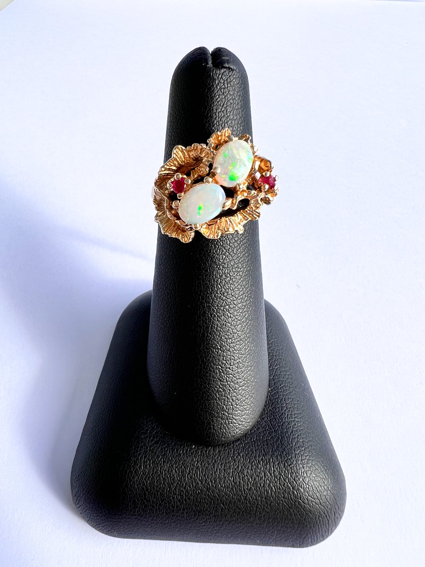 14K Genuine Ruby & Opal Ring