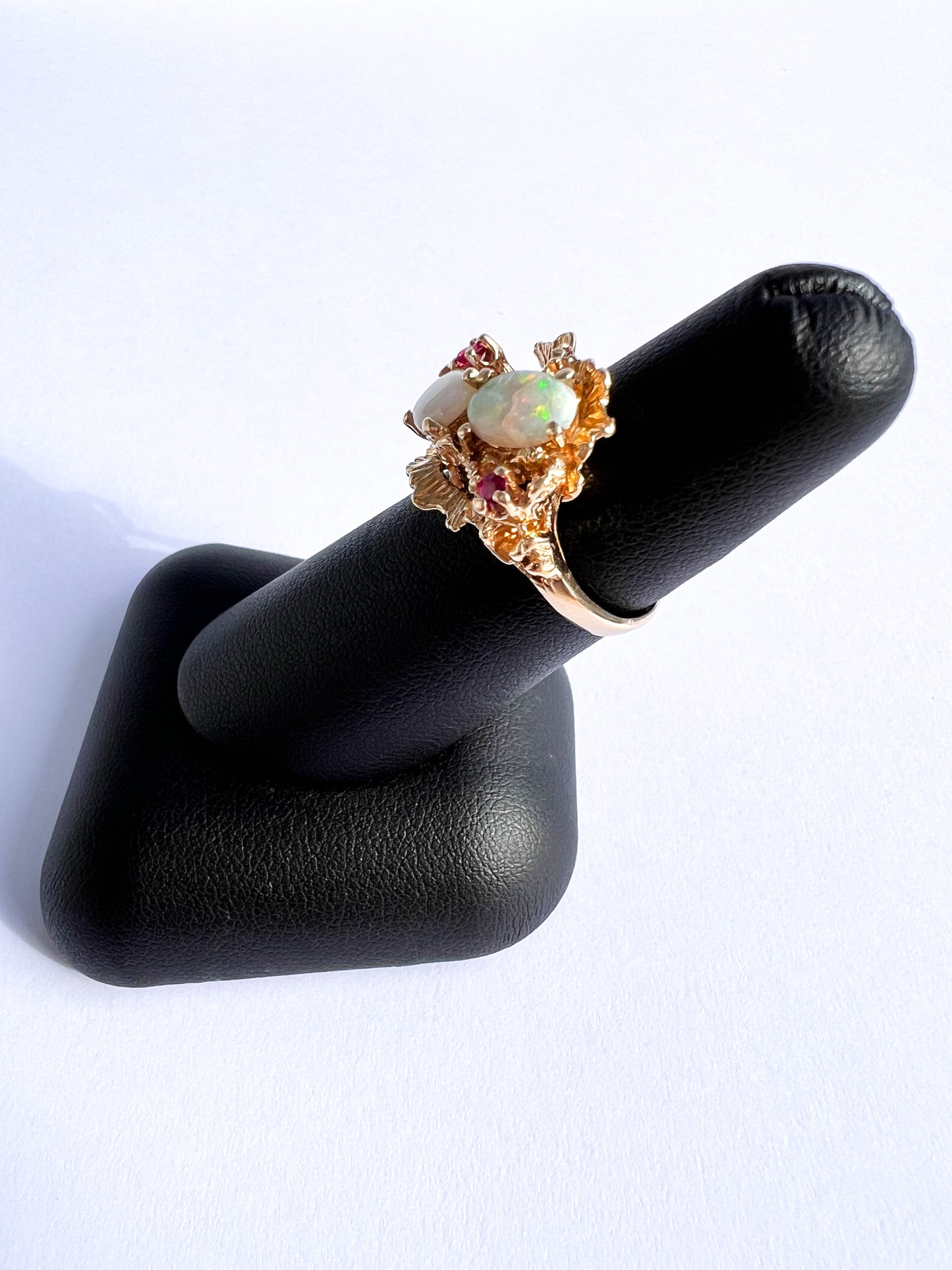 14K Genuine Ruby & Opal Ring