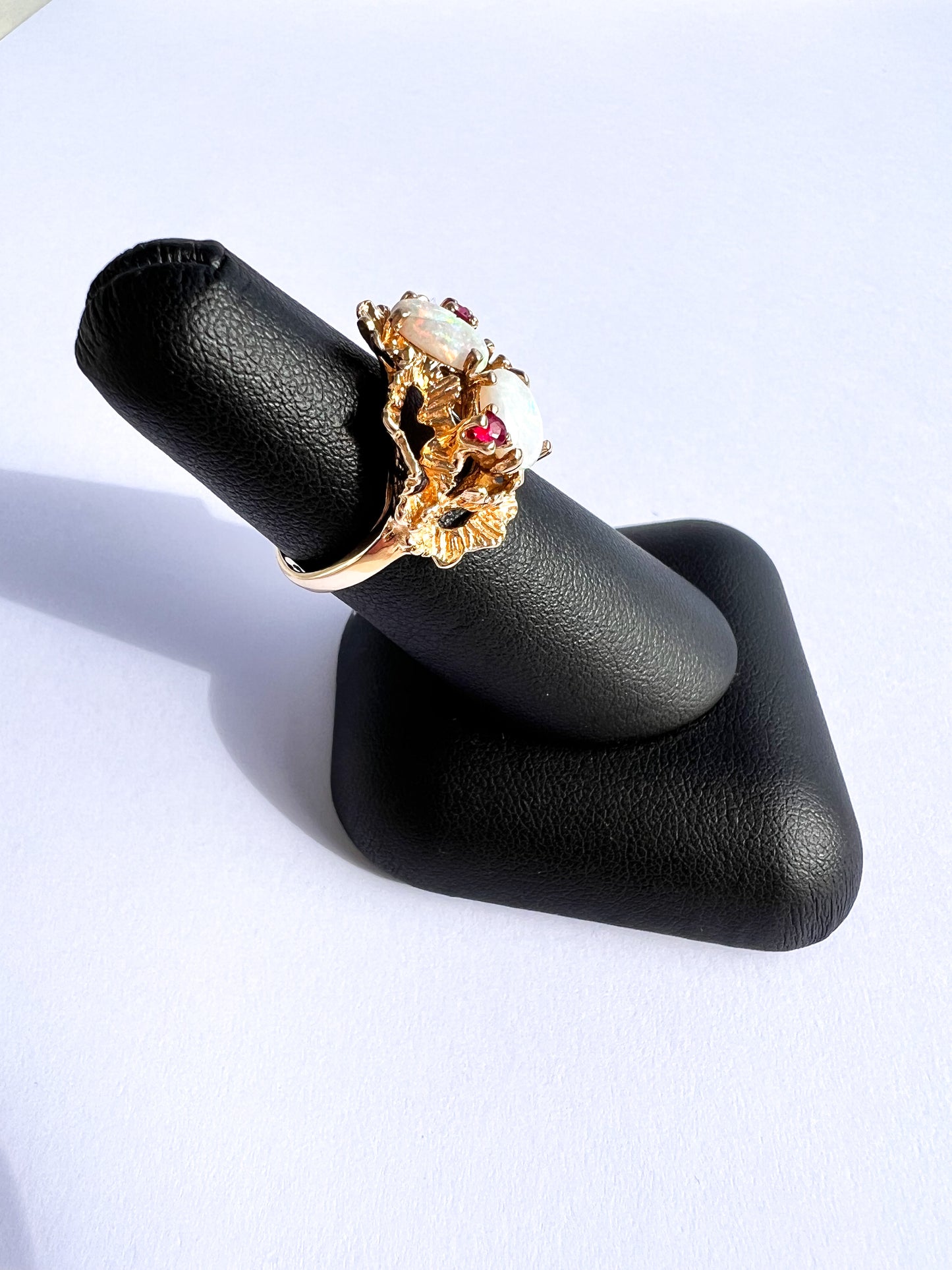 14K Genuine Ruby & Opal Ring
