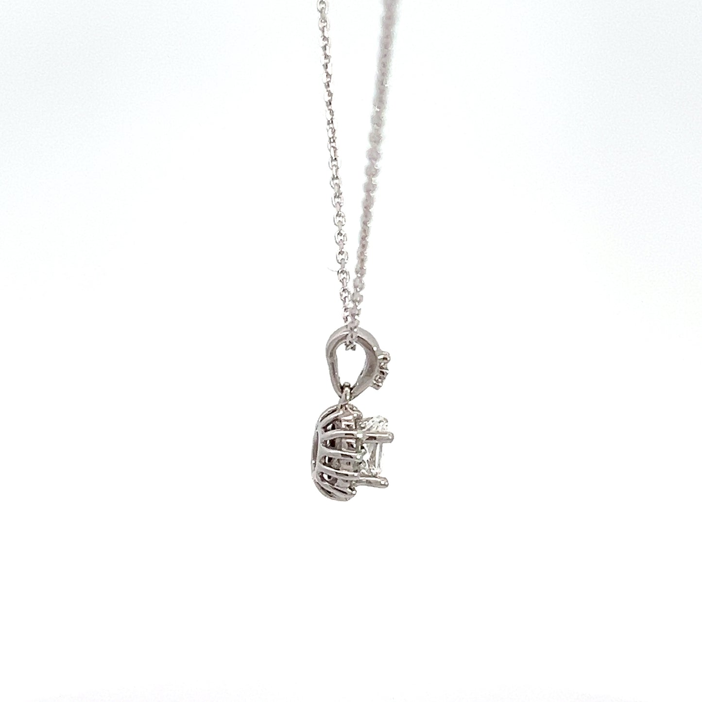 White Sapphire Pendant and White Gold Chain