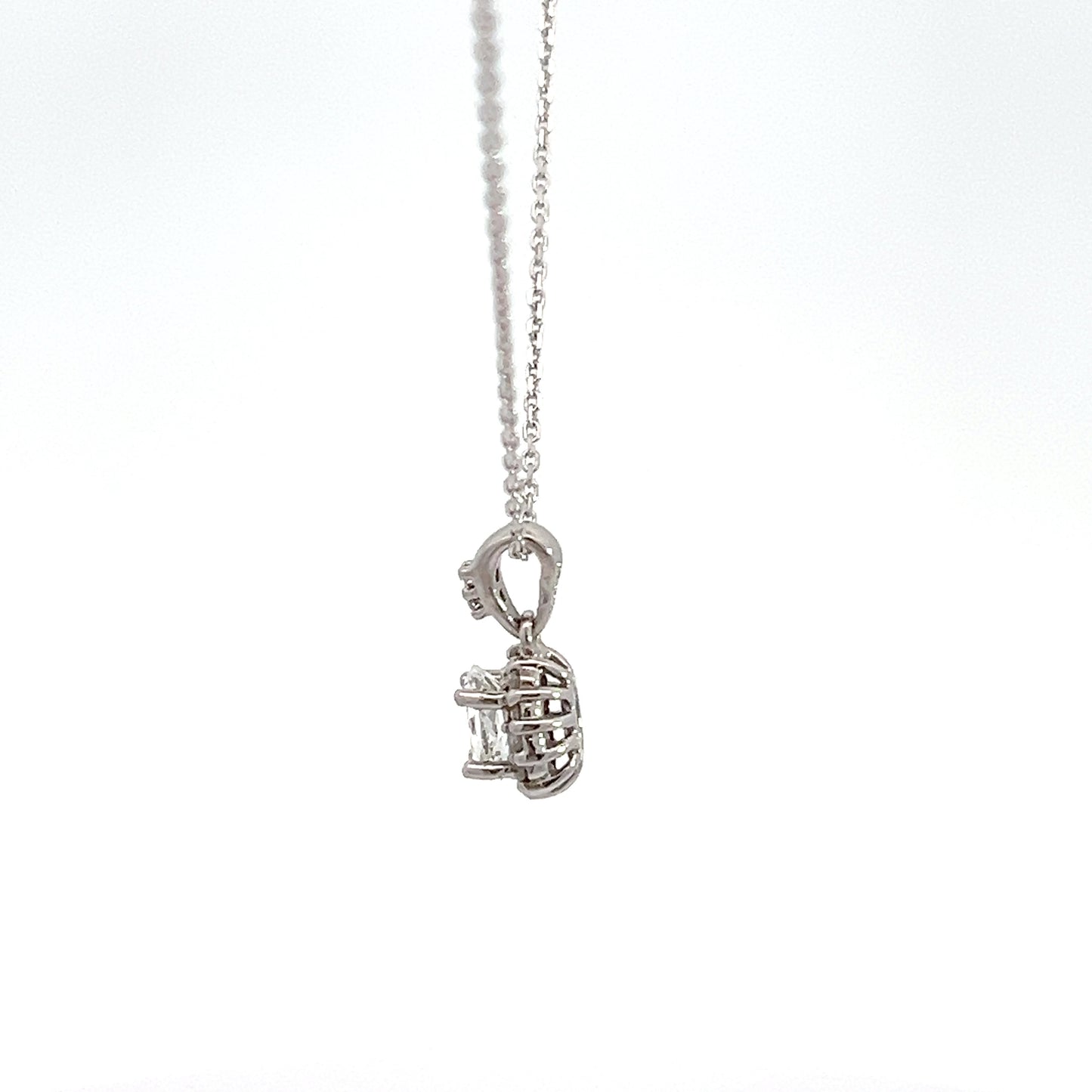 White Sapphire Pendant and White Gold Chain