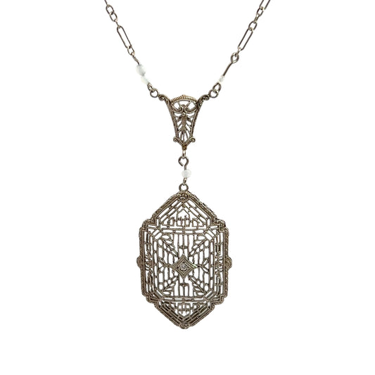 Art Deco 10K Filigree Necklace