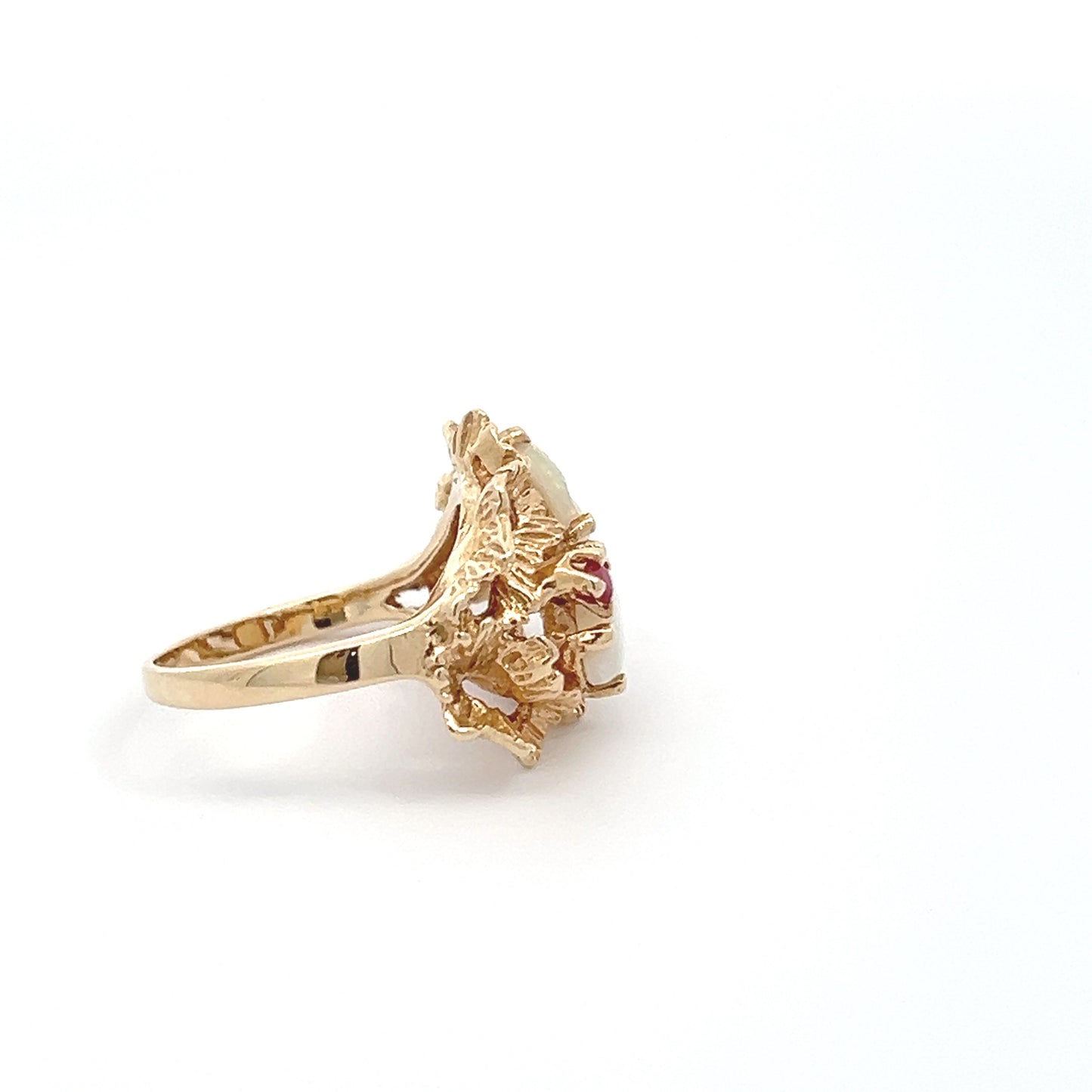 14K Genuine Ruby & Opal Ring