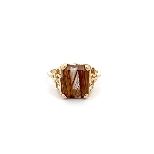 14K Yellow Gold Rutilated Quartz Ring