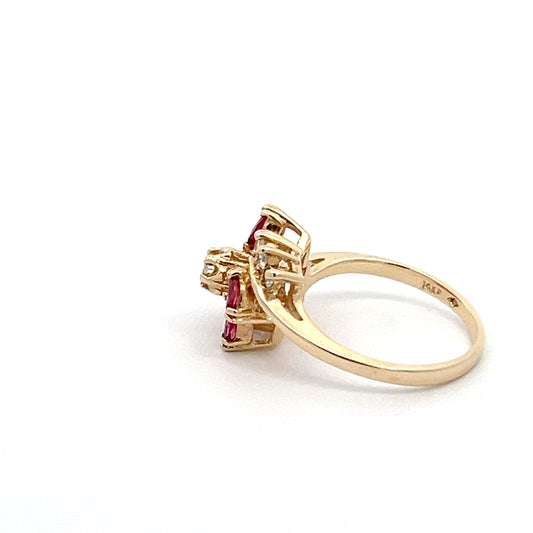 Ruby & Diamond Cluster Ring