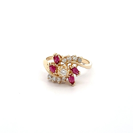 Ruby & Diamond Cluster Ring
