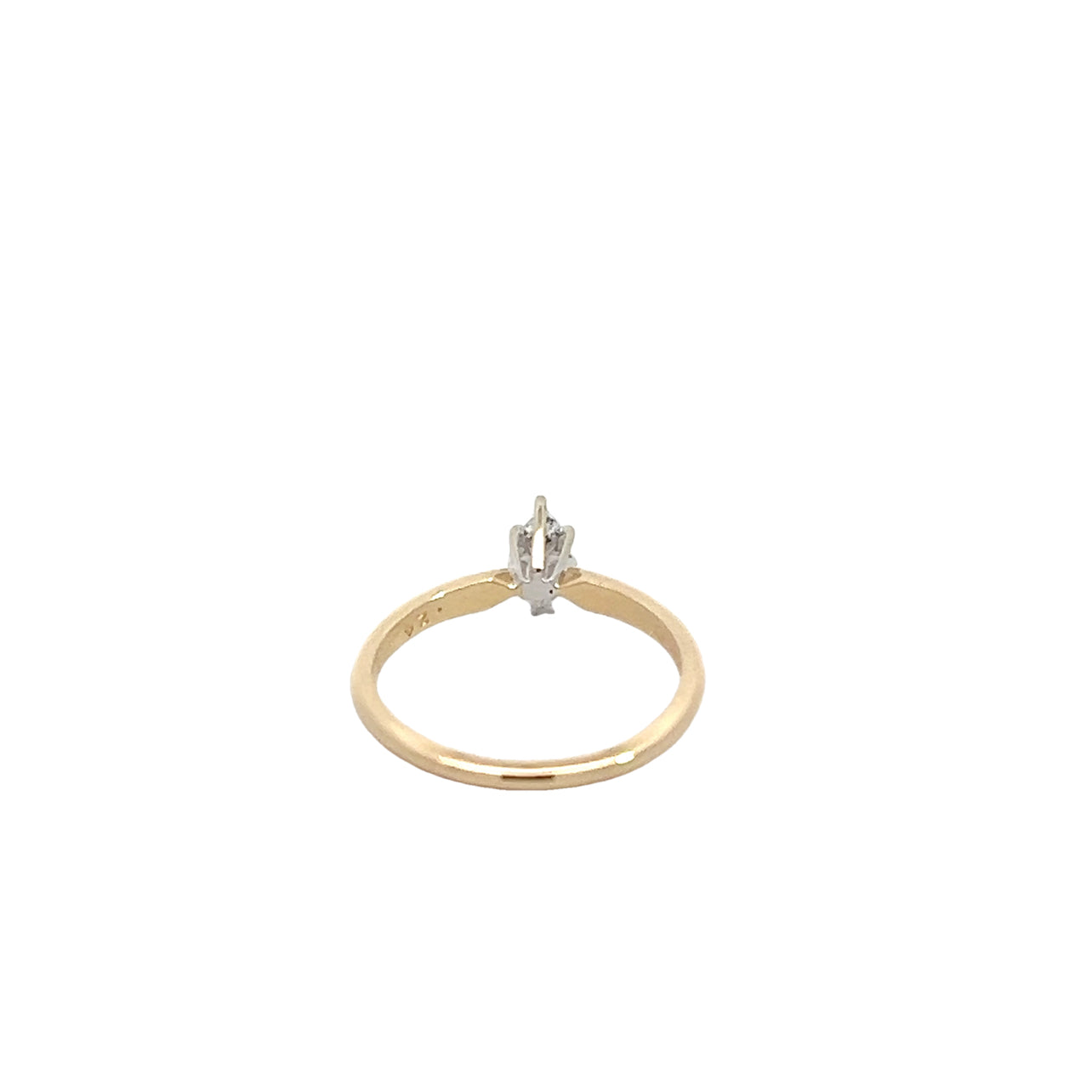 14K MQ Solitare Diamond Ring