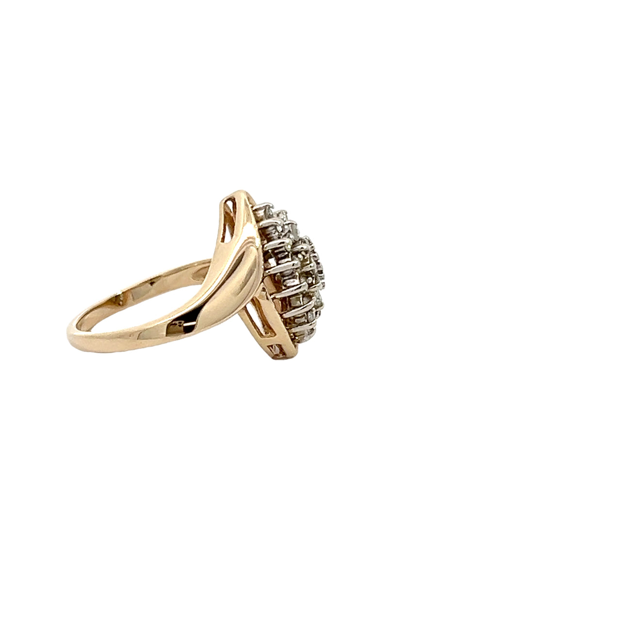 14K Diamond Cluster Ring