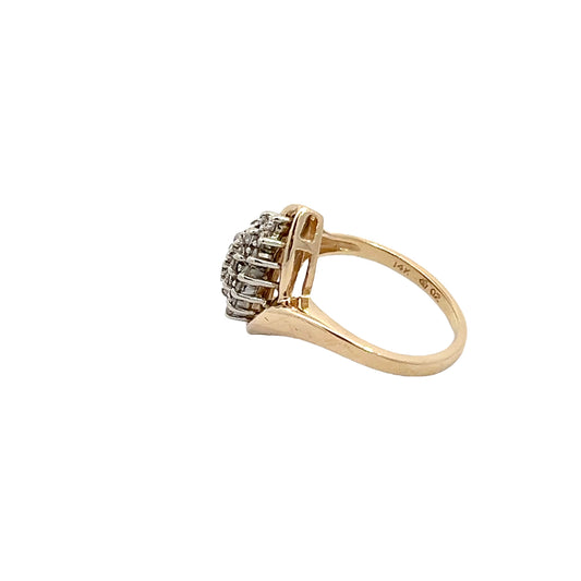 14K Diamond Cluster Ring