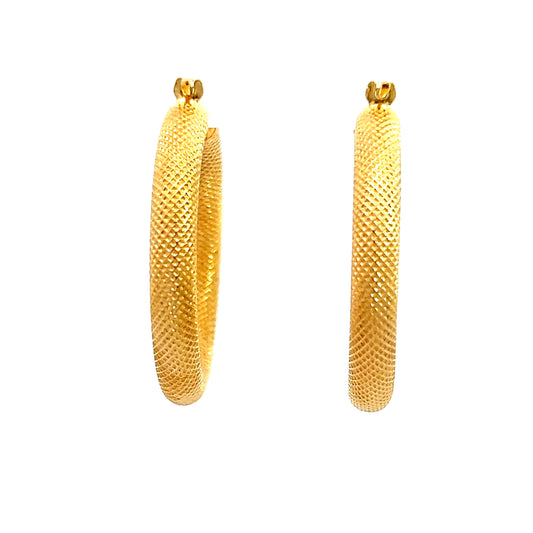 14K Textured Hoops