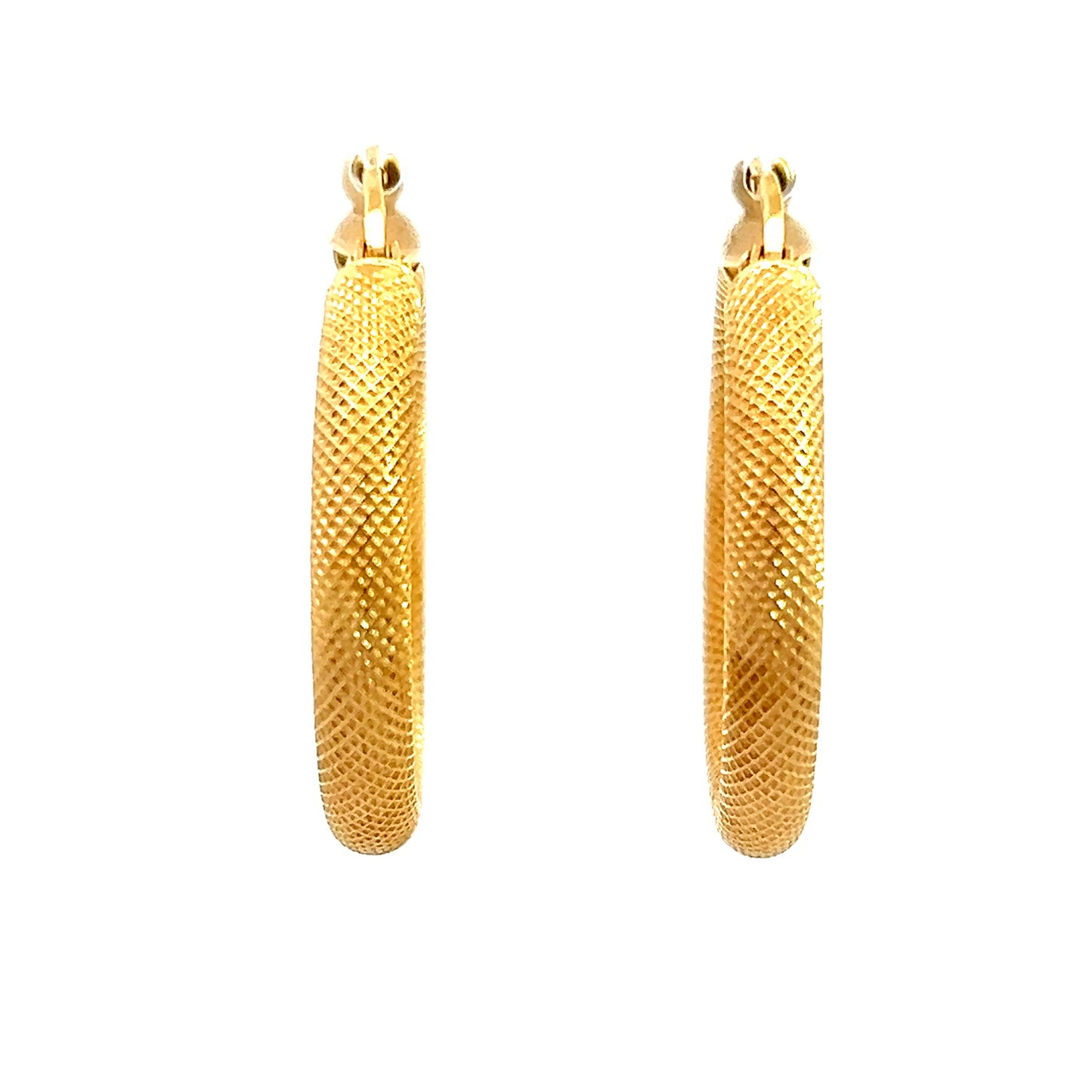 14K Textured Hoops