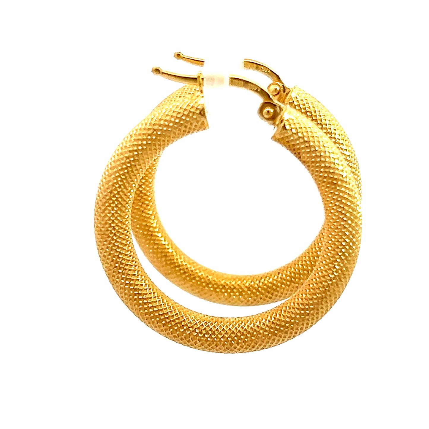 14K Textured Hoops