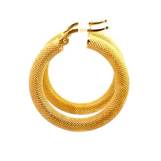 14K Textured Hoops