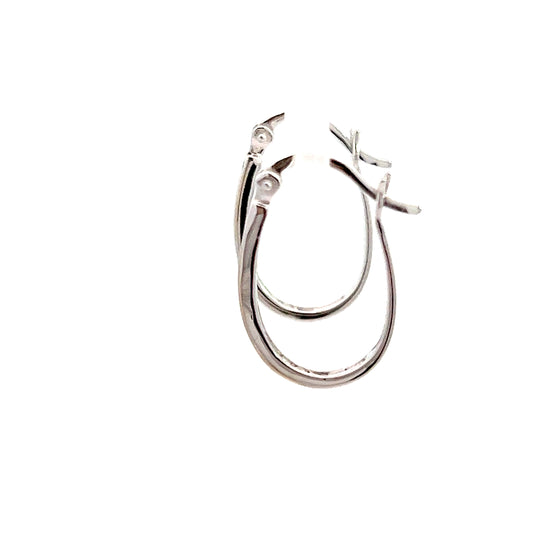 14K White Gold Diamond Hoops