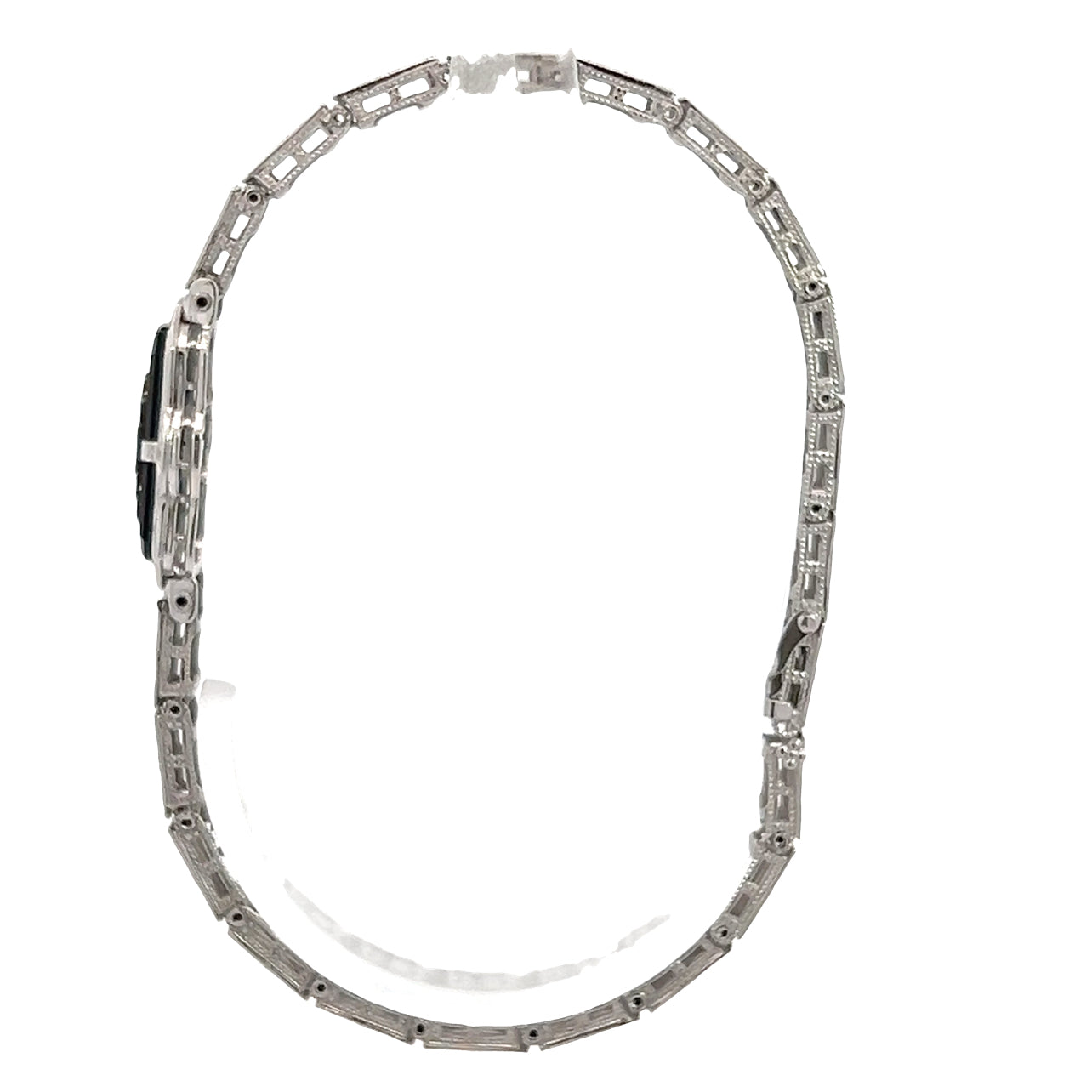 Art Deco White Gold Black Onyx Bracelet
