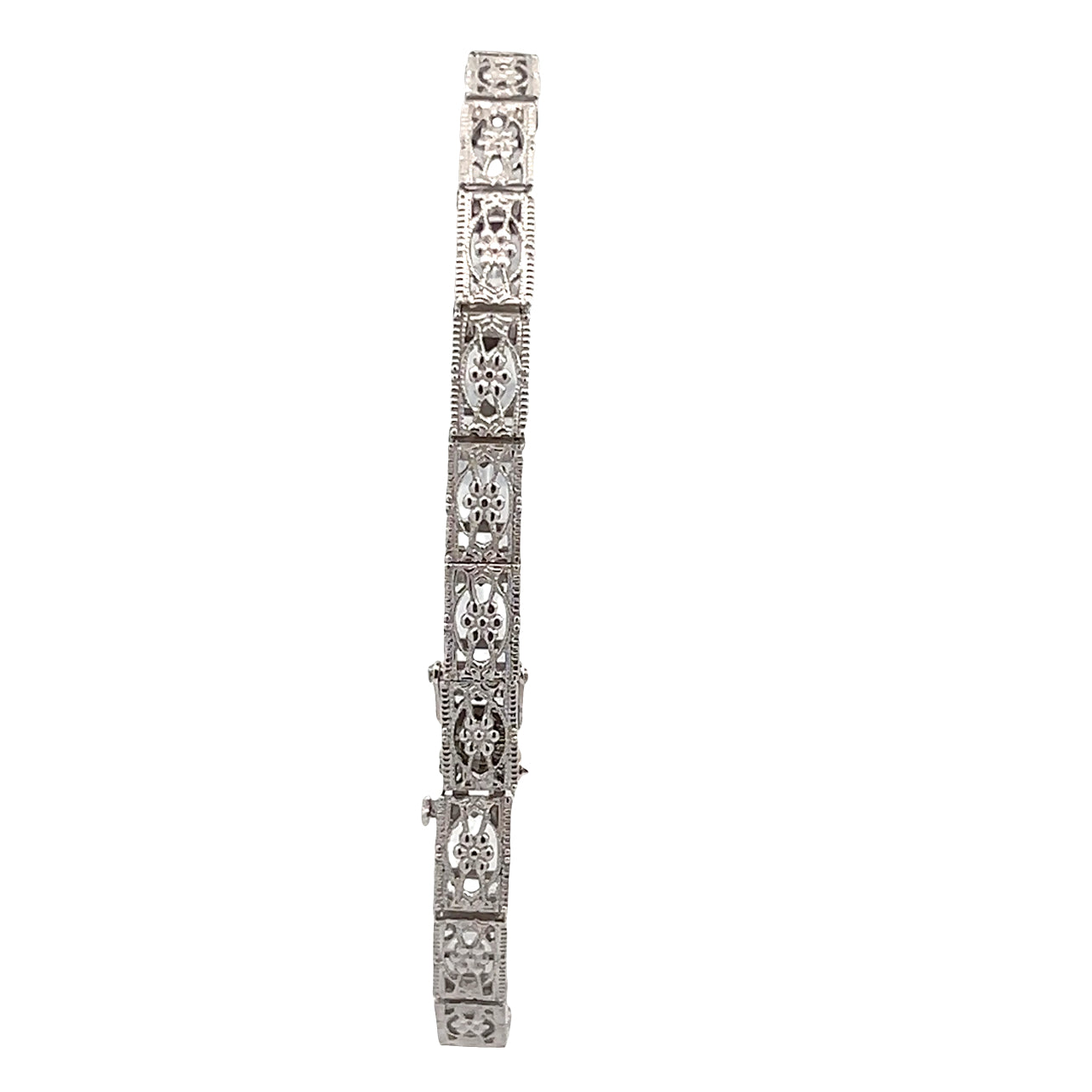 Art Deco White Gold Black Onyx Bracelet
