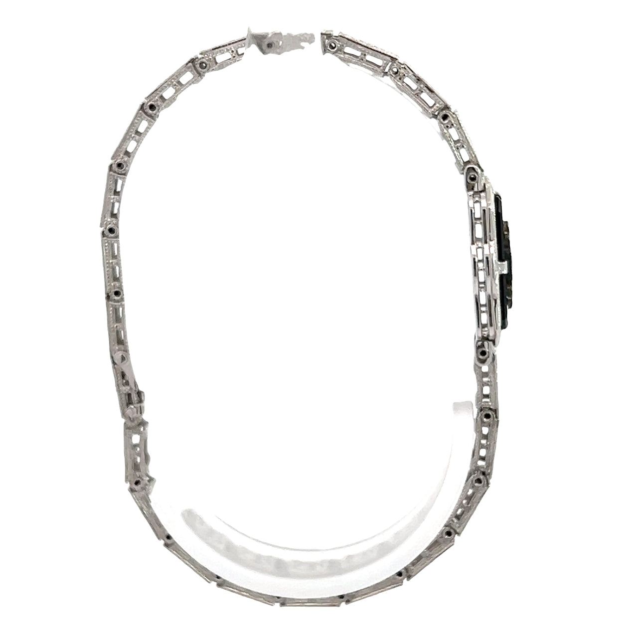 Art Deco White Gold Black Onyx Bracelet