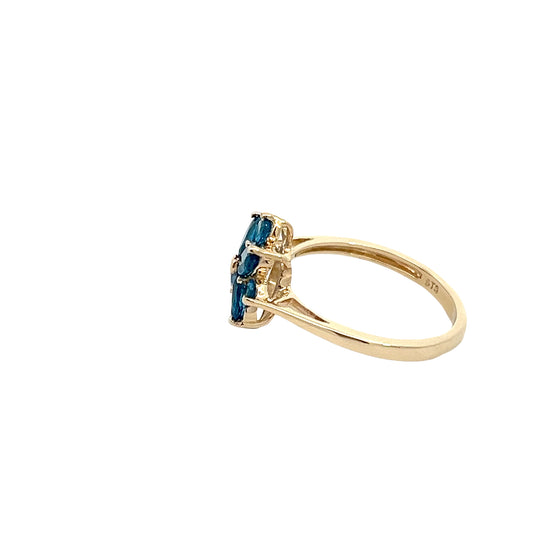 Blue Topaz Flower Ring