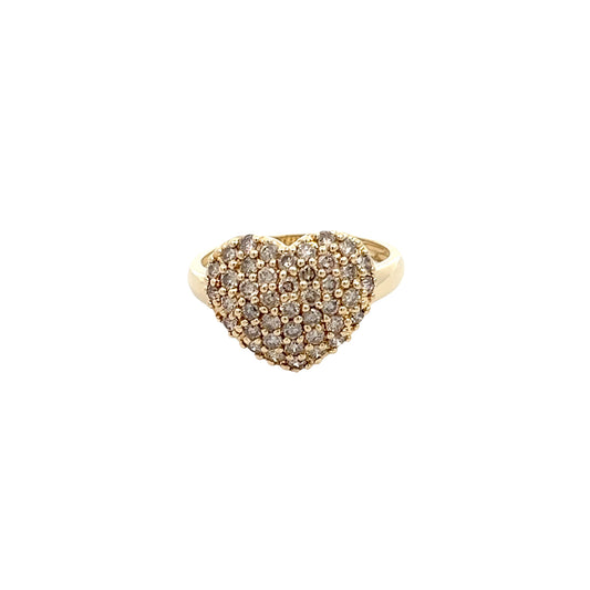14K Diamond Cluster Heart Ring