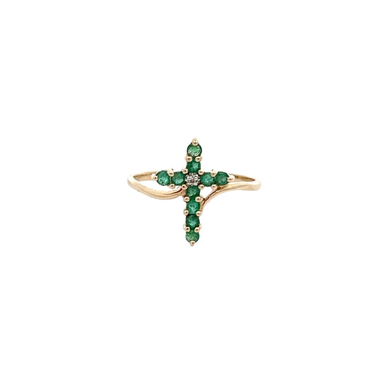 Emerald Cross Ring