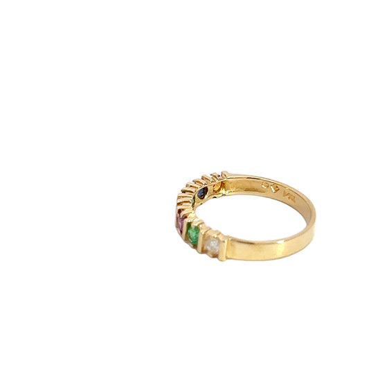 14K Colored Gemstone Band