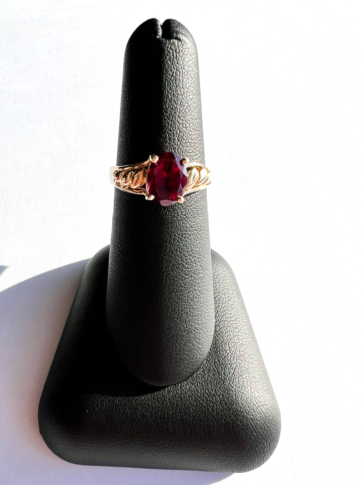 Yellow Gold Rhodolite Garnet Ring