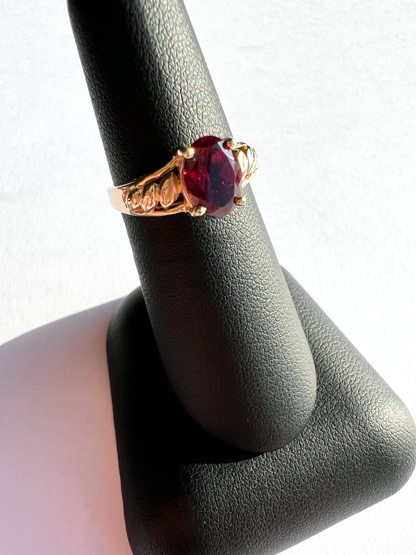 Yellow Gold Rhodolite Garnet Ring