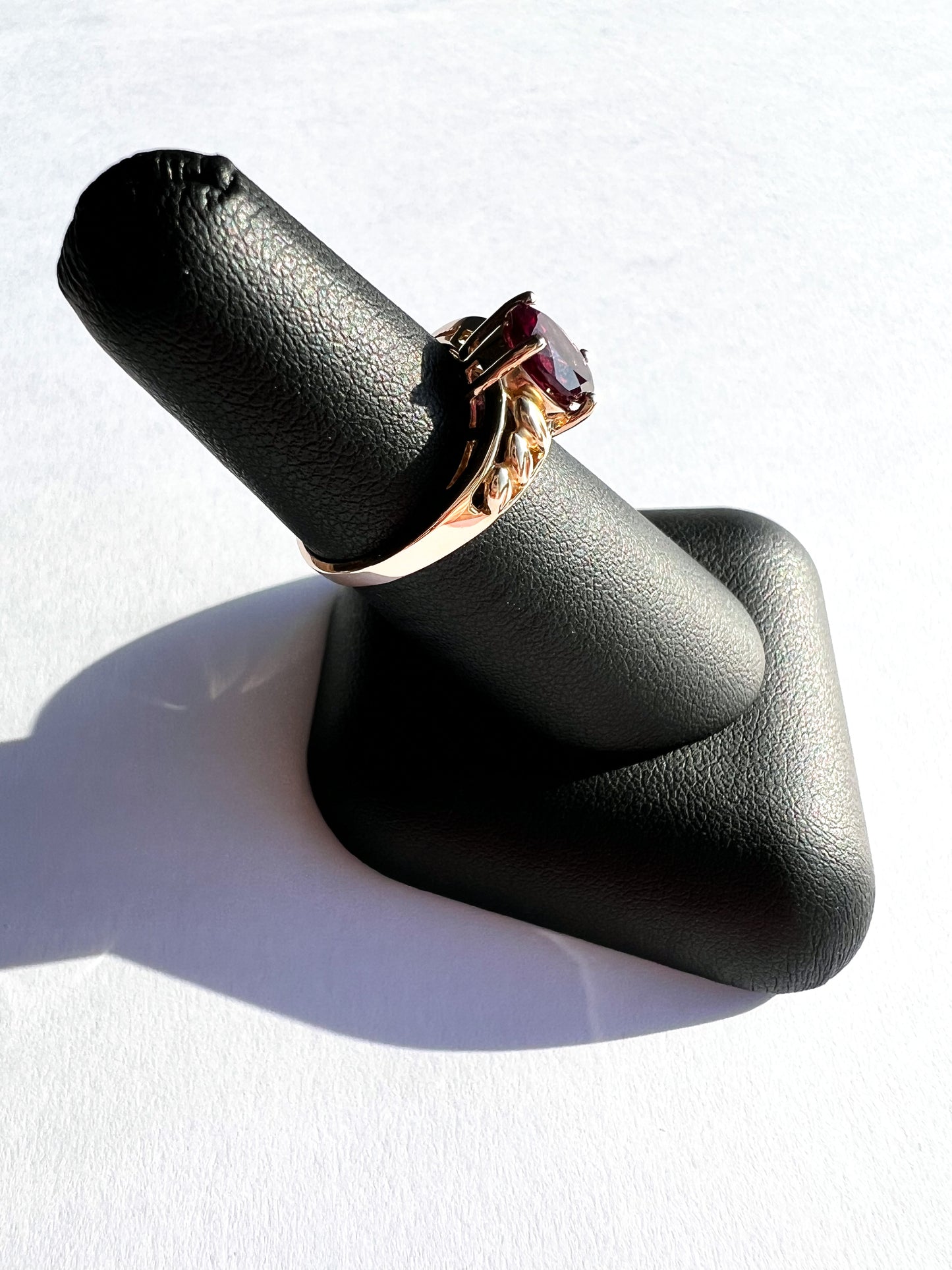 Yellow Gold Rhodolite Garnet Ring