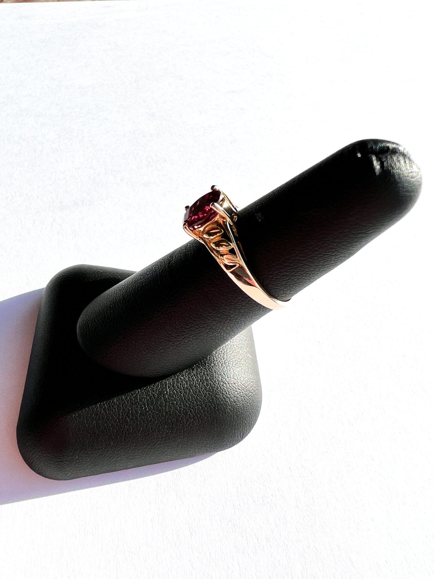 Yellow Gold Rhodolite Garnet Ring