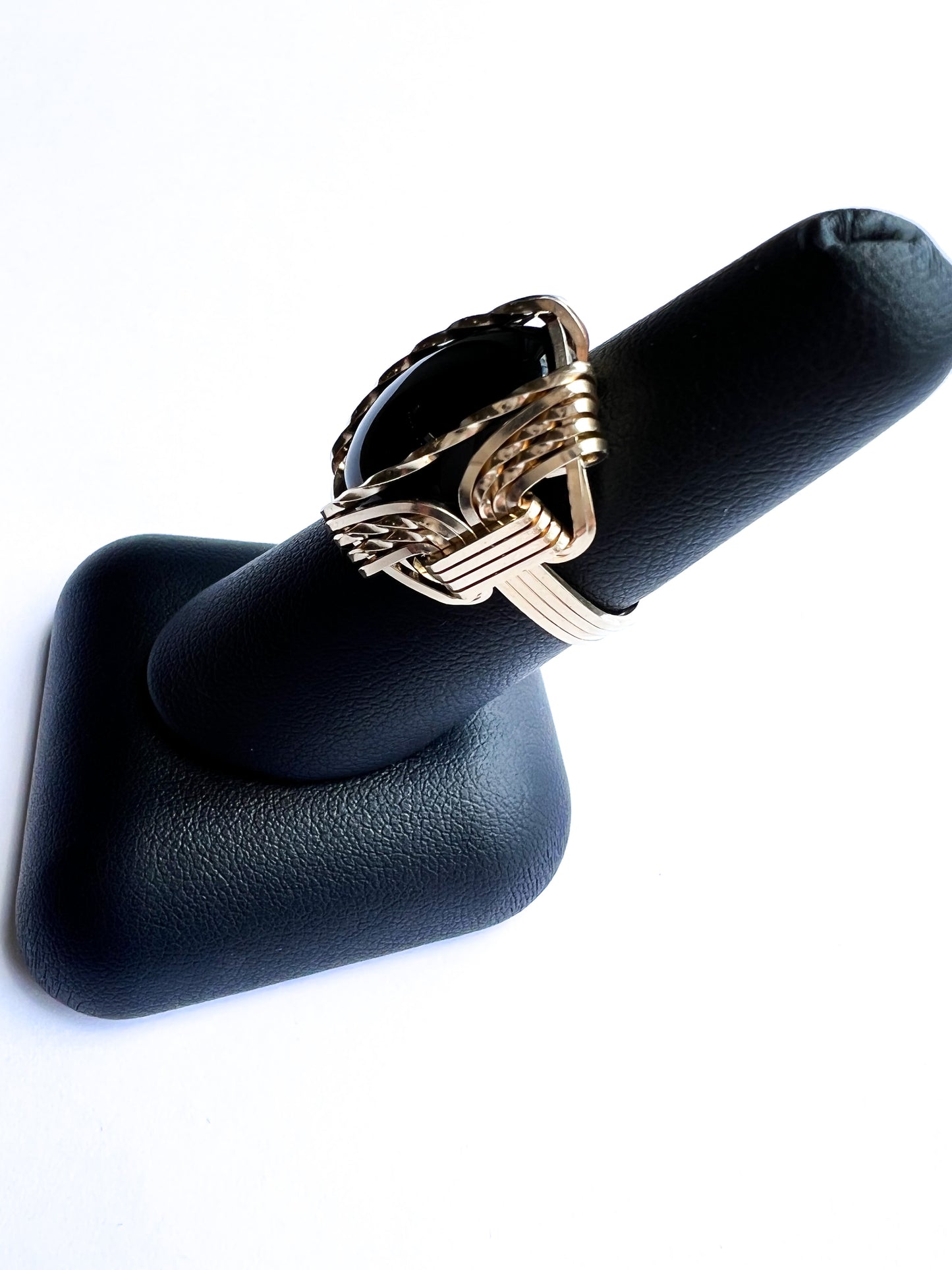 Handcrafted Yellow Gold Black Onyx Ring