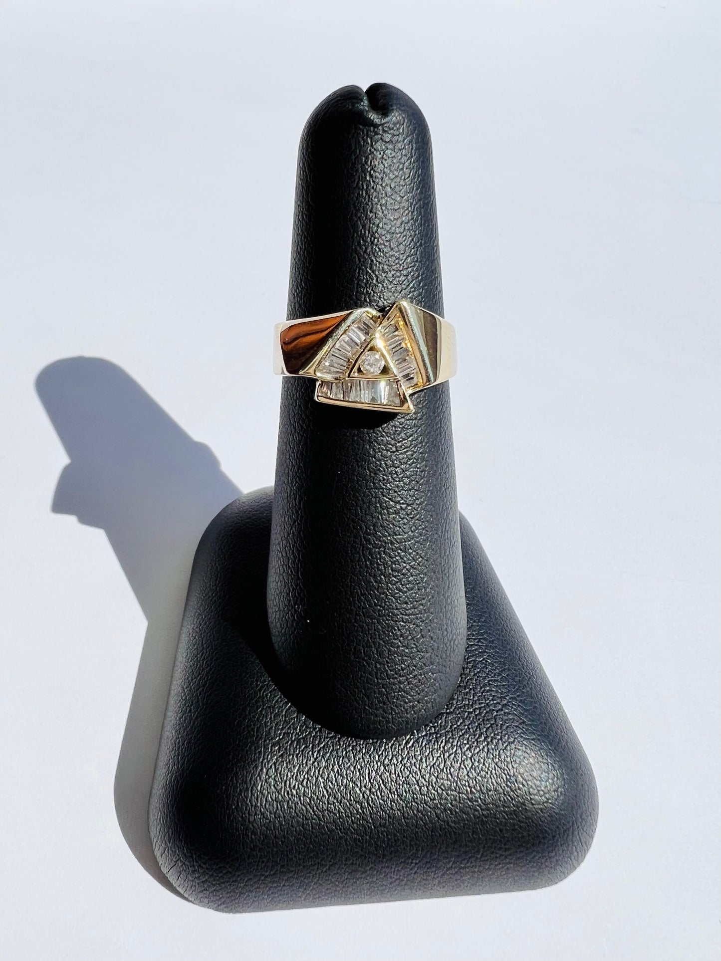 10K Yellow Diamond Triangle Ring
