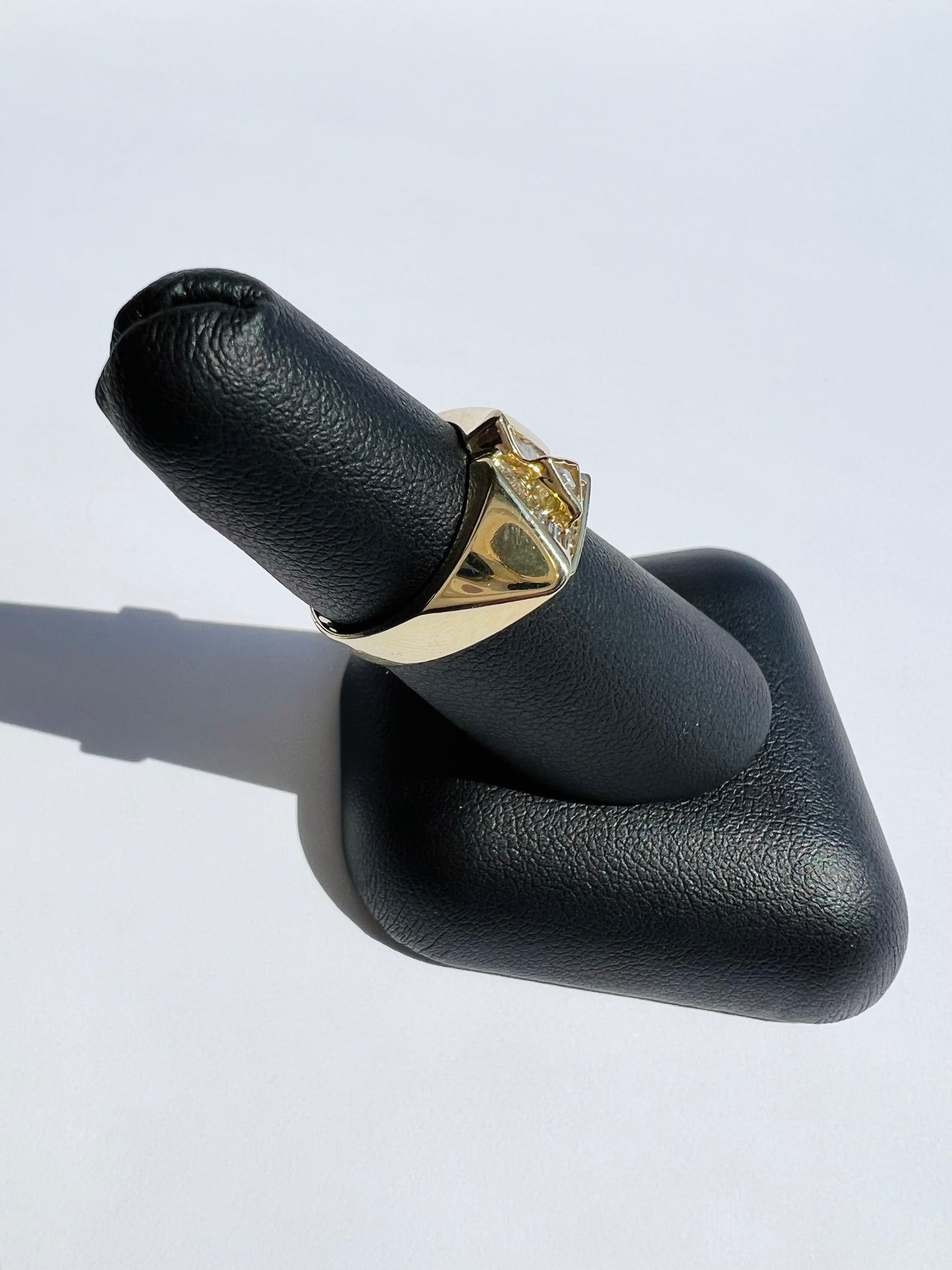 10K Yellow Diamond Triangle Ring