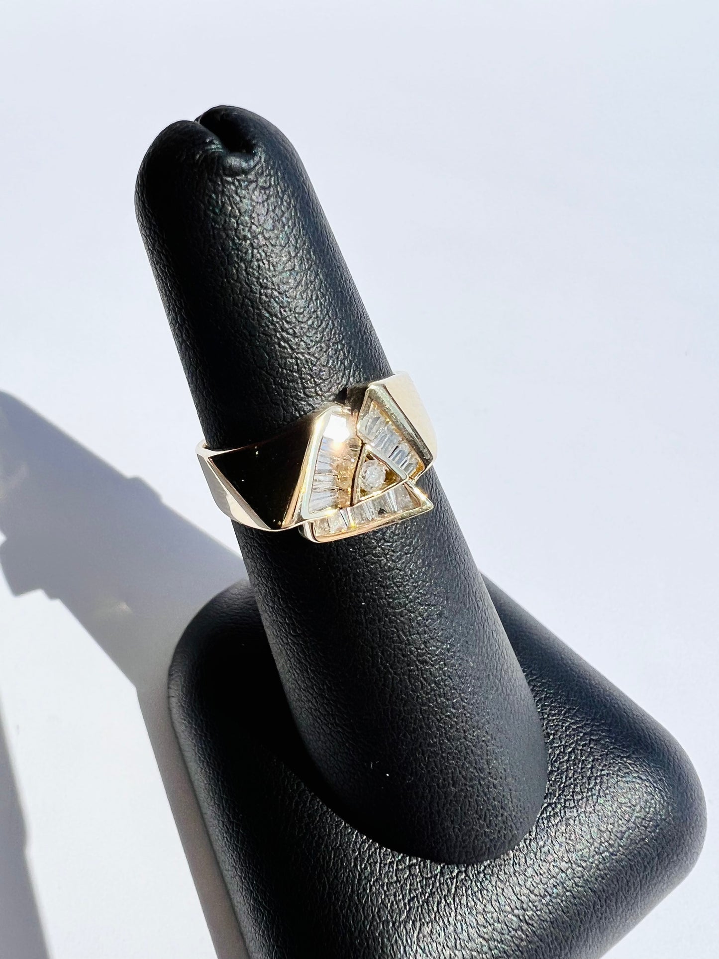 10K Yellow Diamond Triangle Ring
