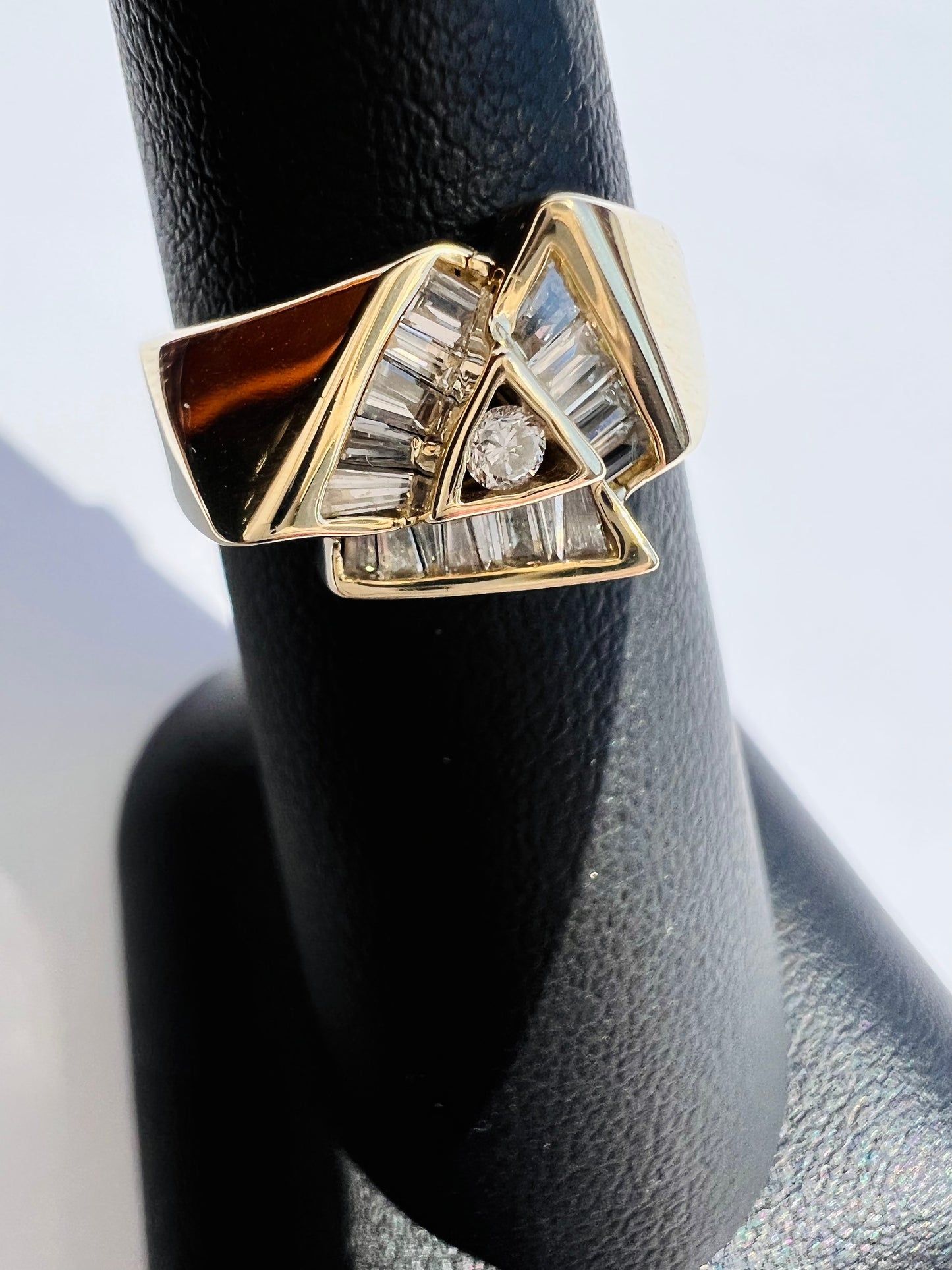 10K Yellow Diamond Triangle Ring